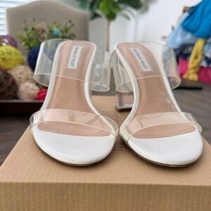 Chelsea & Violet White and Clear Strap Heels